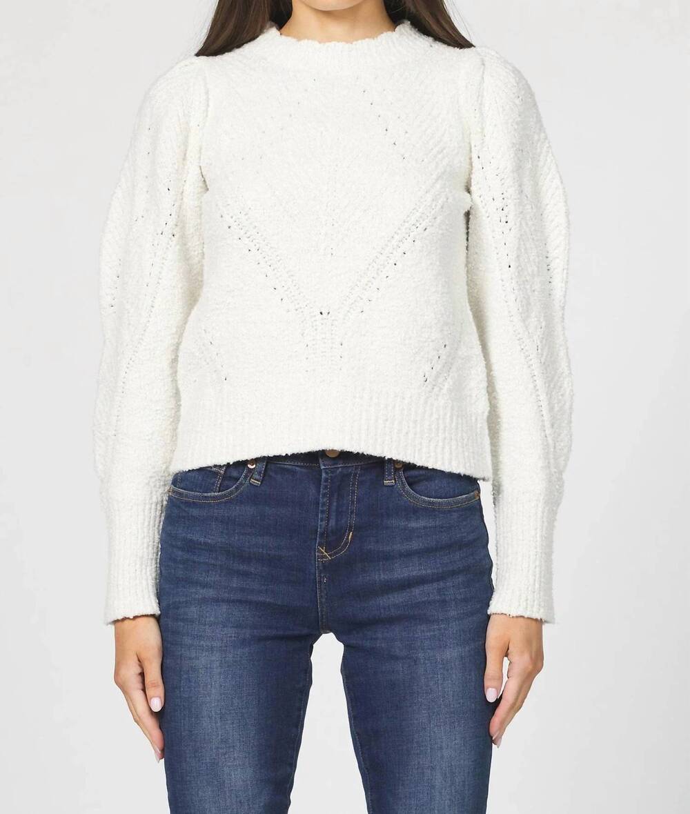 NEW DEAR JOHN DENIM aliza puff sleeve sweater in white